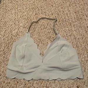 Pastel aqua scalloped bralette